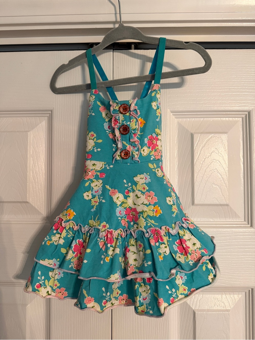 Sweet Honey turquoise floral dress 6m